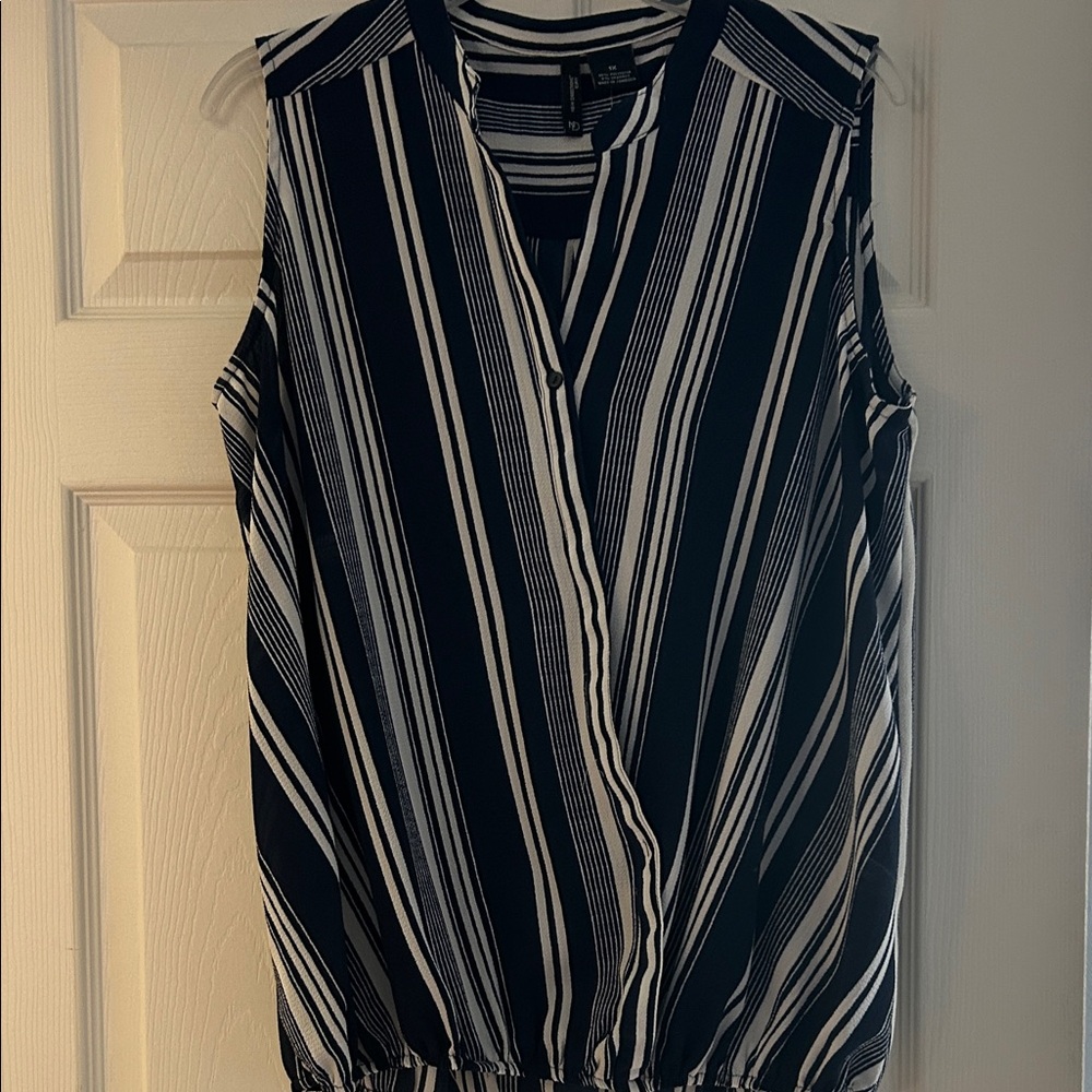 Striped Sleeveless Top - Black and White